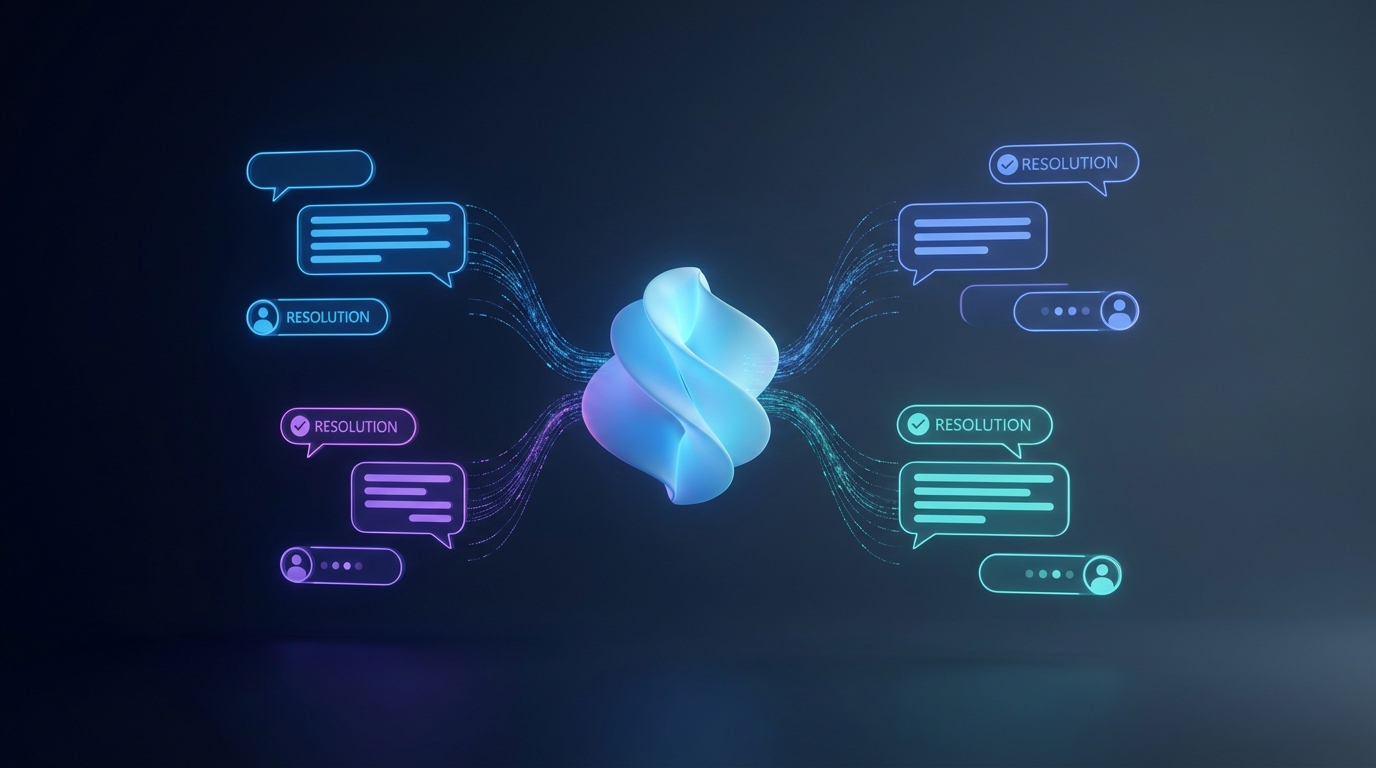 AI agent handling customer service tickets with human escalation flow